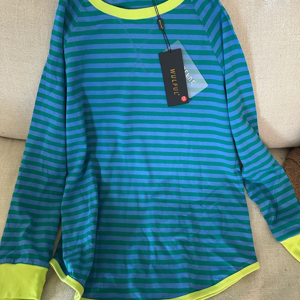 Striped Long Sleeve Shirt with Neon Accents